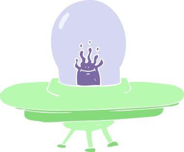 Bir insan tarafından çizilen uçan dairenin düz renk çizimi