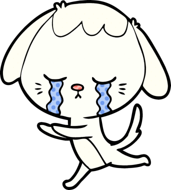 Bir insan tarafından çizilmiş ağlayan bir köpek.