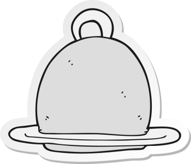 Bir insan tarafından çizilmiş bir karikatür yemek servisi çıkartması.