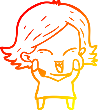 Bir insan tarafından çizilmiş mutlu bir çizgi film kızı çizimi