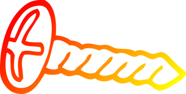 Bir insan tarafından çizilmiş metal bir vidanın sıcak çizgi çizimi