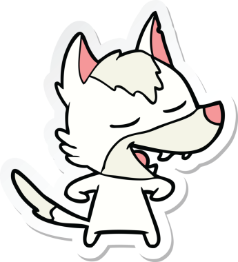 Bir insan tarafından çizilmiş bir kurt çizgi filminin çıkartması.