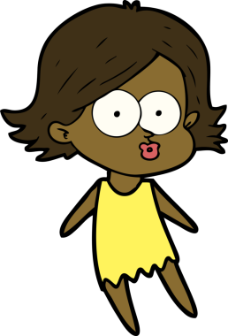 Çizgi film kızı somurtuyor bir insan tarafından