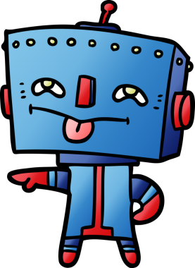 Bir insan tarafından çizilmiş çizgi film robotu