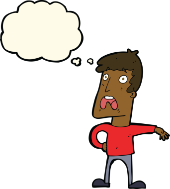 Bir insan tarafından çizilmiş düşünce baloncuğu olan şikayet eden bir adam.