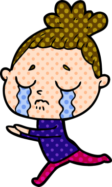 Bir insan tarafından çizilmiş ağlayan kadın çizgi filmi.