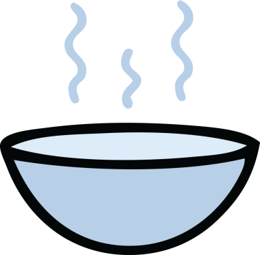 Bir insan tarafından çizilmiş sıcak çorba karikatürü.