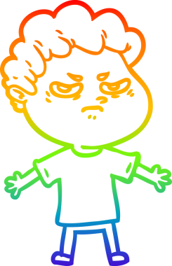 Bir insan tarafından çizilmiş kızgın bir adamın çizdiği gökkuşağı gradyanı çizimi