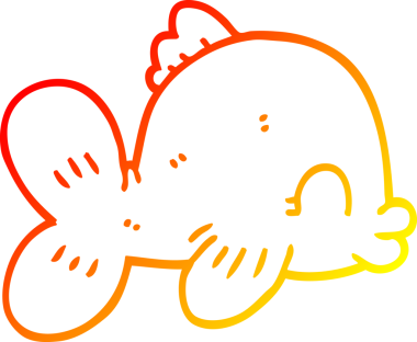 Bir insan tarafından çizilmiş komik bir karikatür balığının sıcak çizgi çizimi