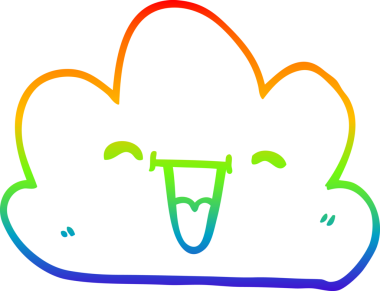 gökkuşağı gradyanı çizimi mutlu gri bulut bir insan tarafından çizilmiş