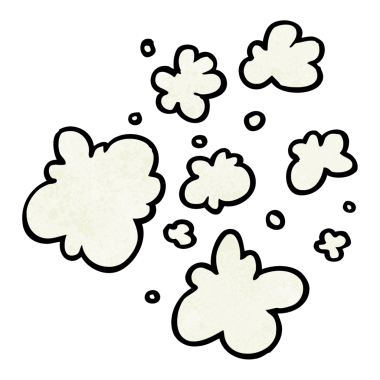 Bir insan tarafından çizilmiş el yapımı karikatür desenli duman üfürük elementleri