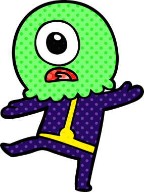 Çizgi film Tepegöz uzaylı uzay adamı bir insan tarafından çizildi.