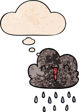 Düşünce baloncuklu karikatür fırtına bulutu bir insan tarafından çizilmiş grunge doku tarzı