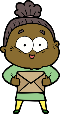 Bir insan tarafından çizilmiş mutlu yaşlı kadın çizgi filmi.