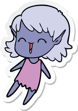 Bir insan tarafından çizilmiş bir elf kızının çıkartması.