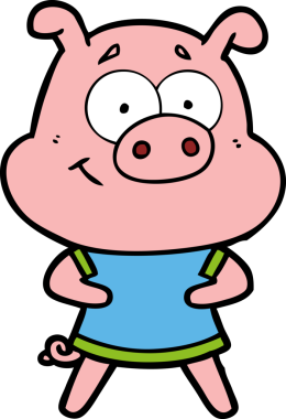 Bir insan tarafından çizilmiş mutlu çizgi film domuzu.