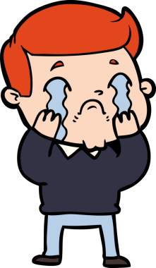 Bir insan tarafından çizilmiş ağlayan çizgi film adamı.