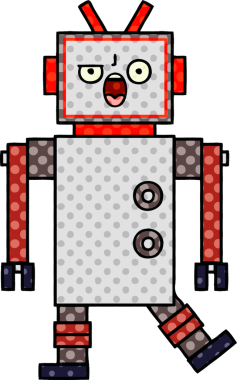 bir insan tarafından çizilmiş bir robotun çizgi roman tarzı