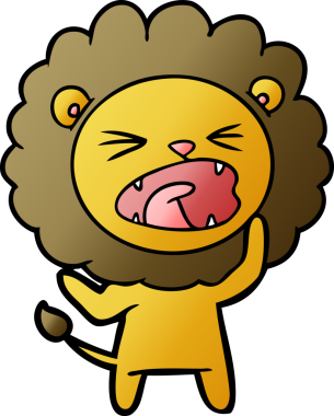 Bir insan tarafından çizilmiş kızgın aslan çizgi filmi.