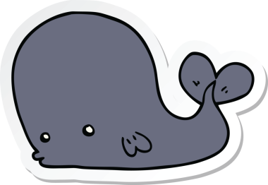 Bir insan tarafından çizilmiş bir balinanın çıkartması.