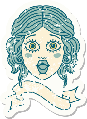 Bir insan tarafından çizilmiş bayanın bayrağını taşıyan eski bir etiket.