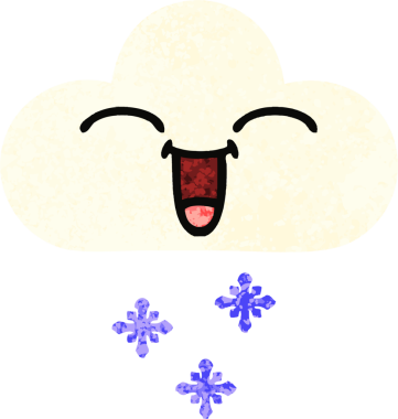 Bir insan tarafından çizilmiş bir kar bulutunun retro çizim tarzı karikatürü