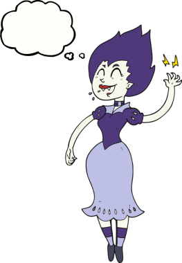 Bir insan tarafından çizilmiş serbest çizim baloncuk vampir kız.