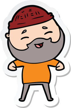 Bir insan tarafından çizilmiş mutlu sakallı bir adamın çıkartması.