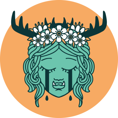 Bir insan tarafından çizilmiş üzgün yarı ork karakter ikonu