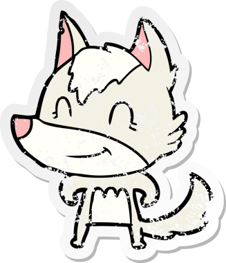 Bir insan tarafından çizilmiş dost canlısı bir kurdun sıkıntılı çıkartması.