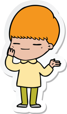 Bir insan tarafından çizilmiş kendini beğenmiş bir çocuğun çıkartması.