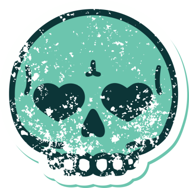 Bir insan tarafından çizilmiş bir kafatasının sembolik dövmeli görüntüsü.