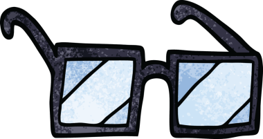 bir insan tarafından çizilmiş karikatür kare gözlüğü.