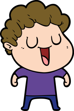 Bir insan tarafından çizilmiş gülen karikatür adam.