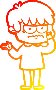 Bir insan tarafından çizilmiş kızgın çizgi film çocuğunun sıcak çizgi çizimi.