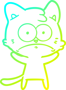 İnsan tarafından çizilmiş bir çizgi film çizimi. Sinirli bir kedi.