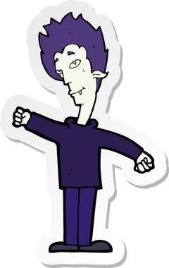 Bir insan tarafından çizilmiş bir vampir adamın çıkartması.