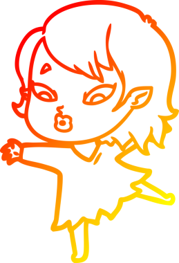 Bir insan tarafından çizilmiş sevimli bir vampir kız çizgi çizimi.