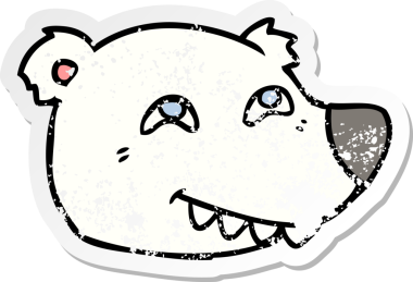 Bir insan tarafından çizilmiş kutup ayısı suratının sıkıntılı çıkartması.