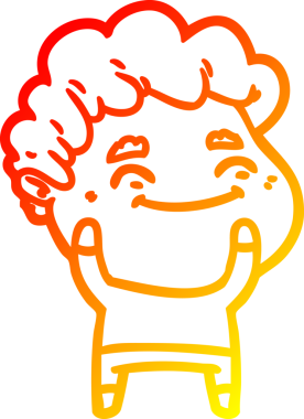 Bir insan tarafından çizilmiş, karikatür dostu bir adamın sıcak çizgi çizimi