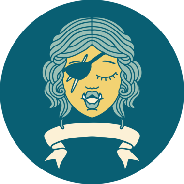 Retro Dövme Biçimli Ork karakter yüzü Bir insan tarafından çizilmiş pankartıyla