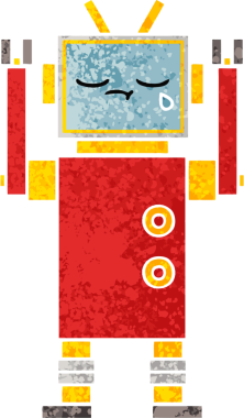 Bir insan tarafından çizilmiş ağlayan bir robotun retro çizim tarzı karikatürü