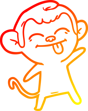 Bir insan tarafından çizilmiş komik çizgi maymun çizimi.