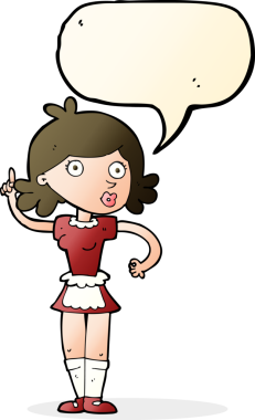 Bir insan tarafından çizilmiş konuşma balonlu bir kız.