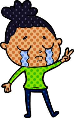 Bir insan tarafından çizilmiş ağlayan kadın çizgi filmi.