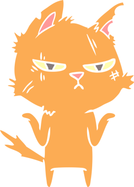 sert düz renkli çizgi film kedisi bir insan tarafından çizilmiş.