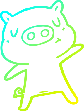 Bir insan tarafından çizilen çizgi film içerikli bir domuzun soğuk çizgi çizimi