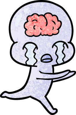 Bir insan tarafından çizilmiş koca beyinli bir uzaylı ağlaması.