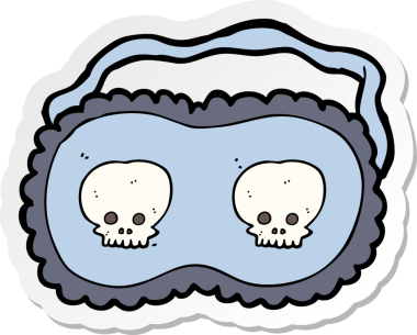 Bir insan tarafından çizilmiş kafatası uyku maskesinin çıkartması.