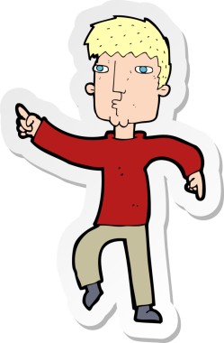 Bir insan tarafından çizilmiş dans eden bir adamın çıkartması.